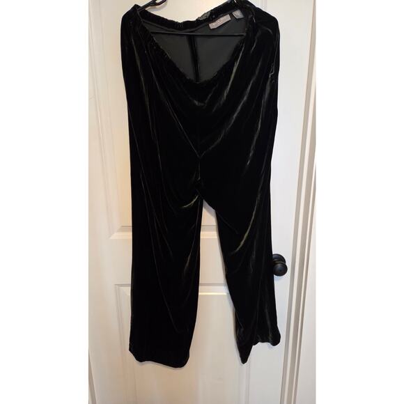 Kate Hill Black Velvet Silk Blend Pants Women's Size 16 Elastic Waist - Picture 1 of 6